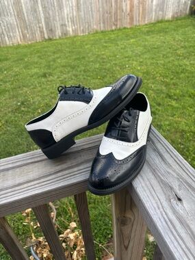 Men's Two-Tone Black & White Wingtip Oxfords